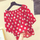 ເສື້ອຢືດແຂນສັ້ນ Polka dot ບ່າໜຶ່ງ