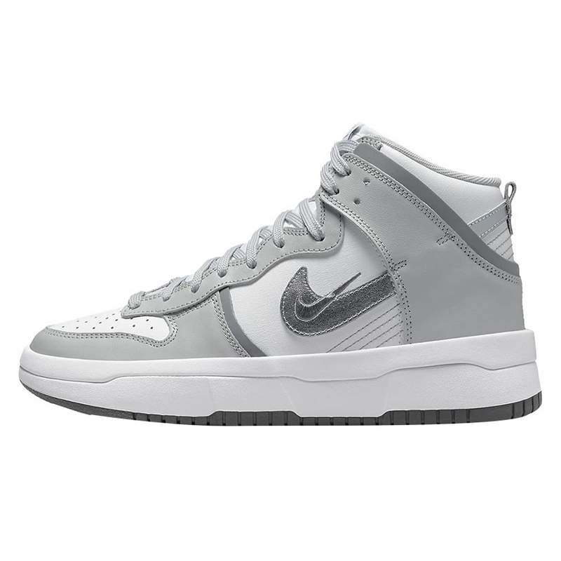 Nike Dunk High复古防滑运动休闲灰白银厚底女高帮板鞋DH3718-106 - 图3