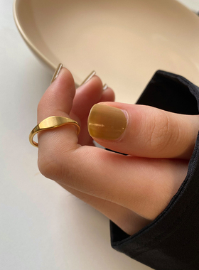 女钛钢极简法式复古几何线条高级