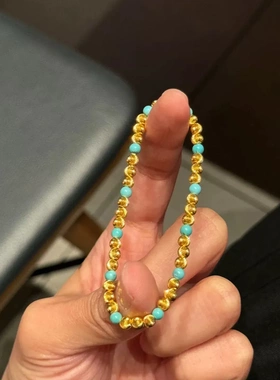 镀真金强保色古法沙金松石猫眼手链轻奢高级感气质时尚小众手链