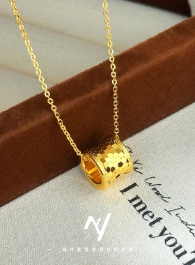 精品真空电镀24k金龙鳞小蛮腰项链爆闪路路通吊坠沙金女款锁骨链