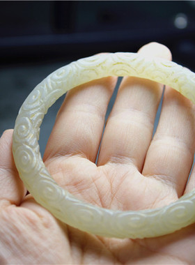 玉镯子古玩和田玉大圈口手镯