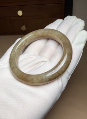 I211和田玉手镯玉镯镯子小圈口52MM圆镯福镯珍品特色糖色证书