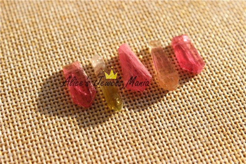 JJ9特惠碧玺5颗5枚一组巴西全净粉红鲜艳高品质有孔吊坠DIY现货 - 图0