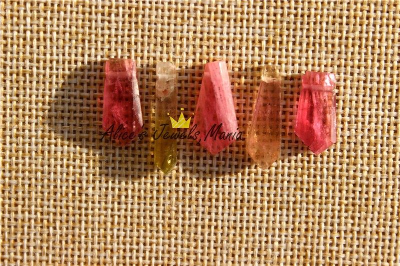 JJ9特惠碧玺5颗5枚一组巴西全净粉红鲜艳高品质有孔吊坠DIY现货 - 图2