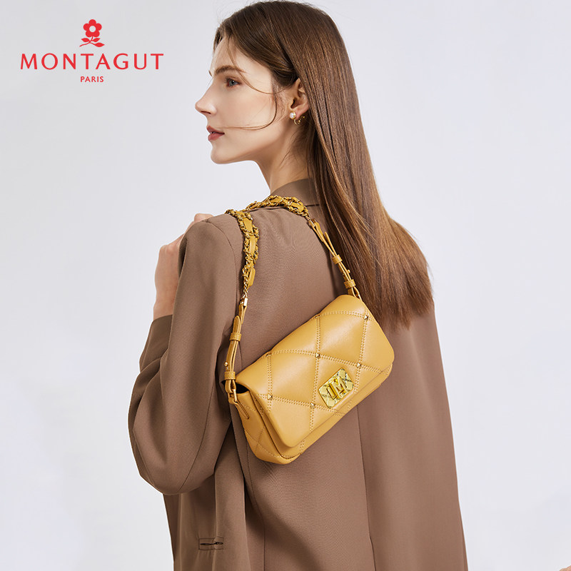 梦特娇女包新款羊皮菱格链条小方包小香风单肩斜挎包,淘宝优惠券,粉丝福利购,淘宝优惠卷