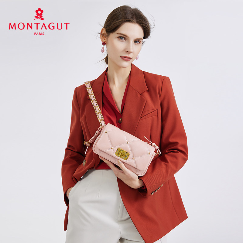 梦特娇女包新款羊皮菱格链条小方包小香风单肩斜挎包,淘宝优惠券,粉丝福利购,淘宝优惠卷