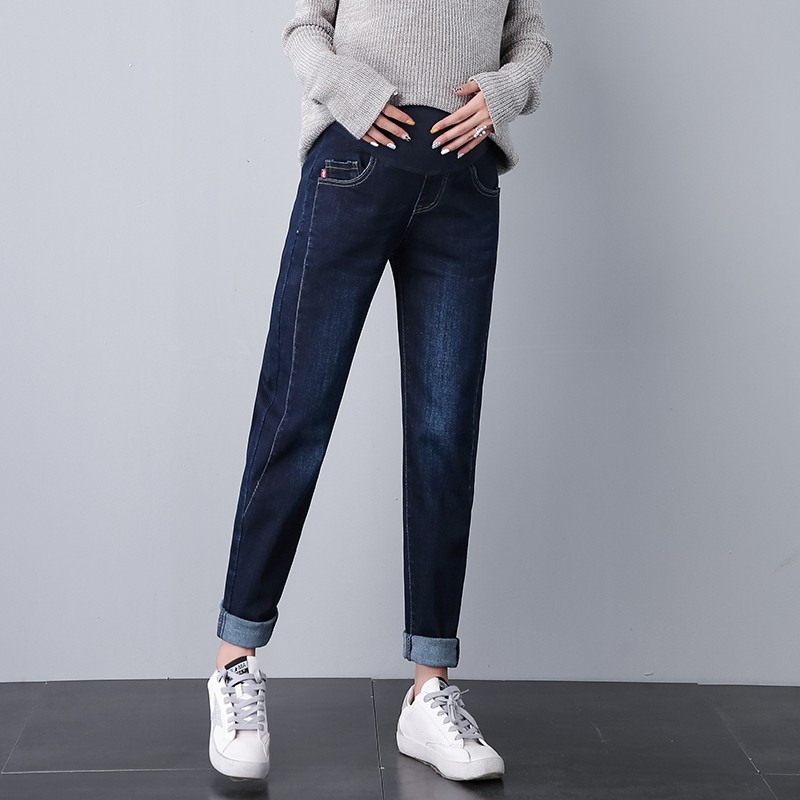 孕妇春秋季外穿老爹洋气潮妈牛仔裤 十月坊孕妇打底裤