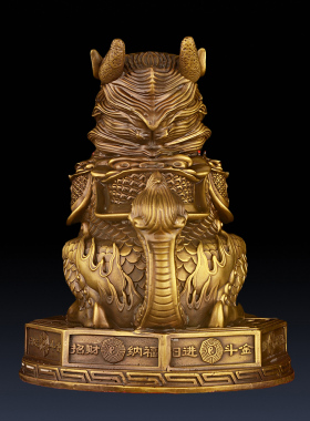 铜八卦麒麟摆件一对公母纯铜