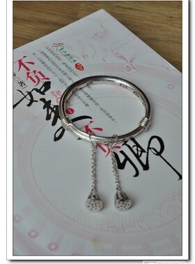 东方海堂--环佩叮当-素面圆条莲蓬推圈-银手镯-许字珍品-代理