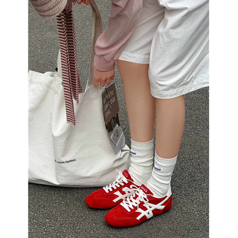 26年新品复古红色德训鞋女内增高韩版拼色交叉绑带百搭休闲运动鞋,淘宝优惠券,粉丝福利购,淘宝优惠卷