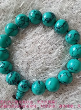 天然绿松石玉手链原创设计情侣款
