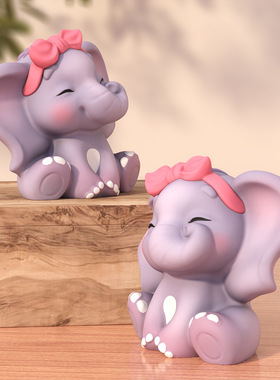 3d大号情侣小象蜡烛硅胶模具diy伴手礼大象家居车载公仔摆件装饰