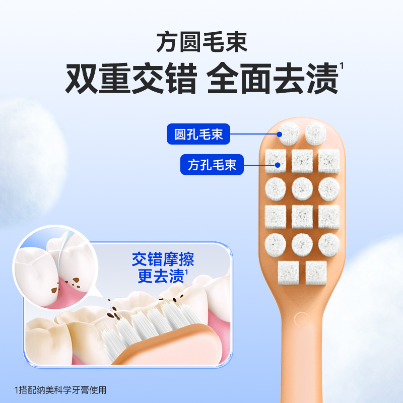 纳美小苏打丝去渍软毛牙刷孕妇宽头护龈女士成人专用家庭组合装