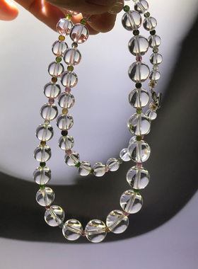 天然白水晶手链设计款巴西碧玺东海串珠子叠戴多宝新款单圈手串女