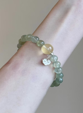 天然葡萄石手链女款多宝东海纯银如意设计款串珠子黄水晶礼物手串