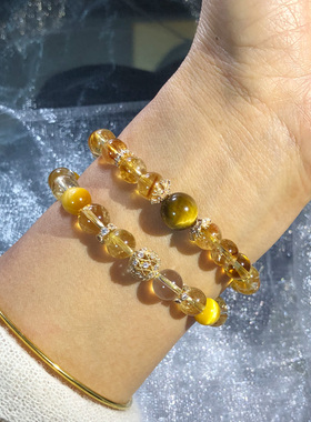 天然黄水晶手链女虎眼石礼物手串