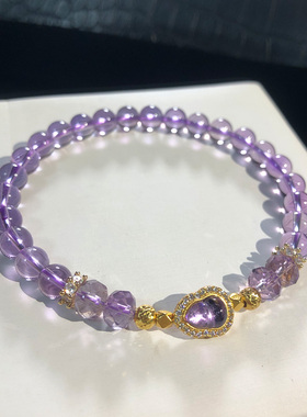 天然紫水晶手链女款葫芦手串礼物