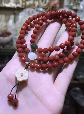 花道语阁南红玛瑙和田玉珍珠贝金膏玉小花手链项链民族风文玩饰品