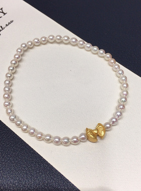 天然淡水珍珠手链沙金保色福锁