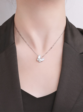 贝母蝴蝶项链女 s925银2025欧美时尚气质百搭动物吊坠高级锁骨链