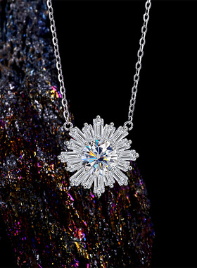 莫桑太阳花项链s925通体纯银女雏菊锁骨链女2025高级感雪花锁骨链