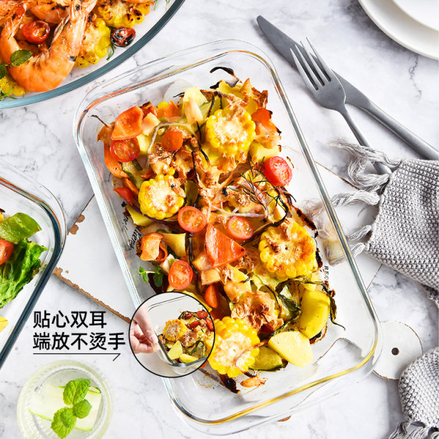 ເຕົາອົບໄມໂຄເວຟໃນຄົວເຮືອນ baking dish ຖ້ວຍແກ້ວທົນທານຕໍ່ຄວາມຮ້ອນ
