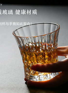 玻璃家用啤酒威士忌水杯6只装