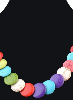 湖北波西米亚风原石天蓝色项链