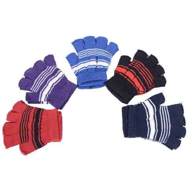 韩版儿童冬季女加绒针织保暖半指手套男半截办公露指学生写字手套,淘宝优惠券,粉丝福利购,淘宝优惠卷