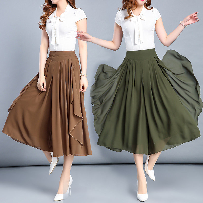 女2020新雪纺松紧腰七分裤 千禧纳休闲裤