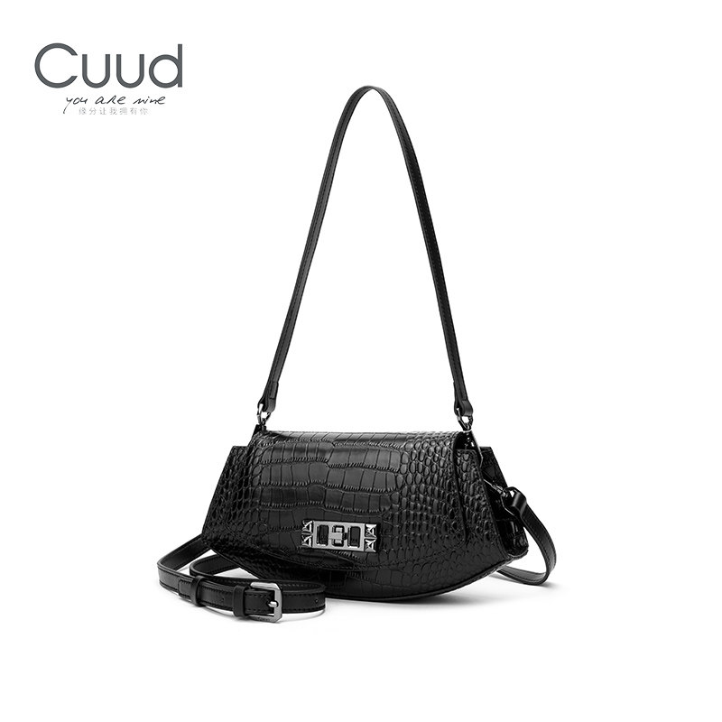 【专柜】Cuud腋下包女鳄鱼纹2026冬季复古单肩斜挎包女百搭法棍,淘宝优惠券,粉丝福利购,淘宝优惠卷