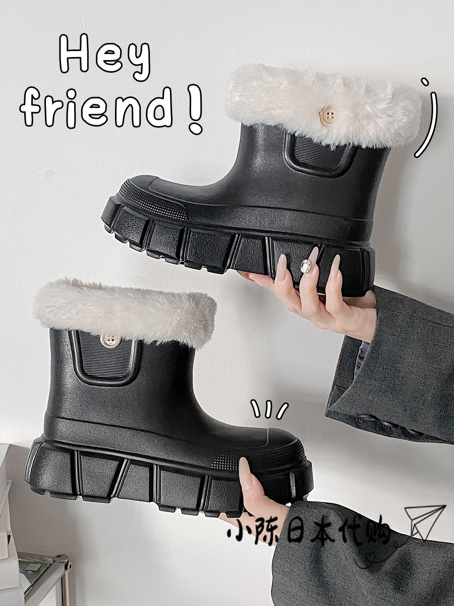 日本外穿棉拖鞋女冬季防水百搭厚底防滑加绒保暖可拆卸雪地棉靴女