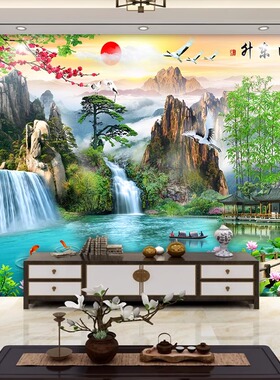 客厅风景可定制现代装饰画寓意好