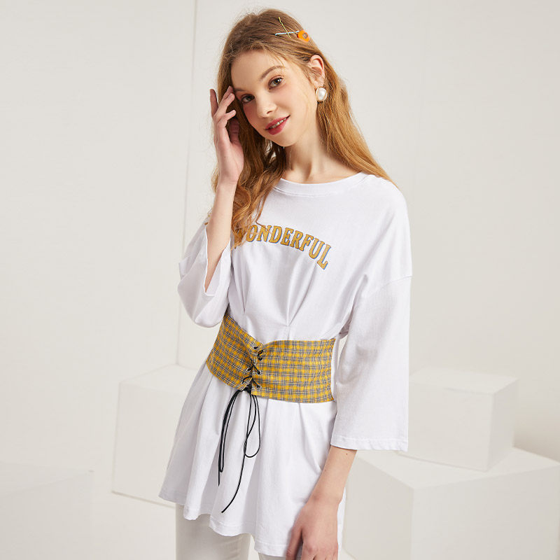 简朵2020秋季新款百搭潮流圆领t恤 简朵T恤