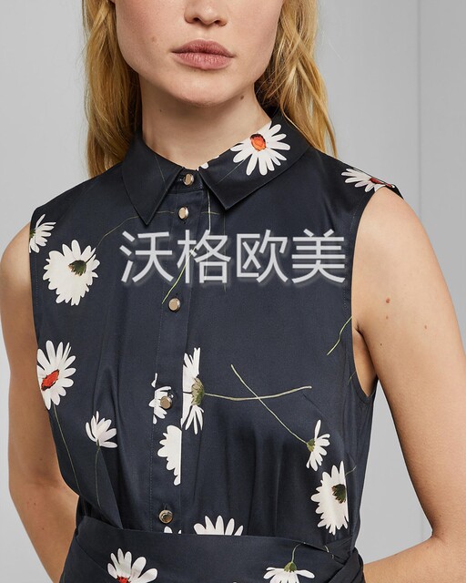 Vogel British TB brand spring and summer new fresh and feminine daisy print sleeveless shirt shirt sleeveless shirt ຍີ່ຫໍ້ Vogel ອັງກິດ