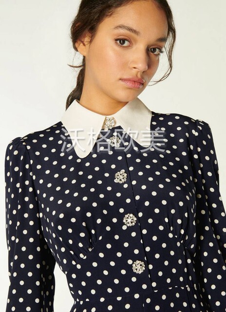 Vogel British LKB ຍີ່ຫໍ້ໃຫມ່ໃນພາກຮຽນ spring ແລະ summer temperament peak collar retro polka dot ພິມເພັດປຸ່ມເພັດ elegant dresses elegant