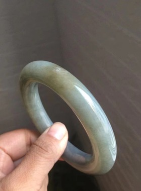 天然和田玉水墨青花粗圆条胖圆条手镯女玉镯子带证书