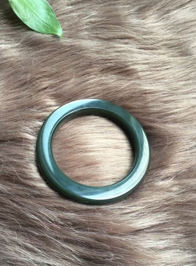 源头黑羊脂天然和田玉青玉一细无结构手镯时尚方条手镯女玉镯子