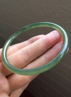 天然和田玉老料湖水绿翠青鱼子棉叮当镯细圆条手镯女玉镯子带证书