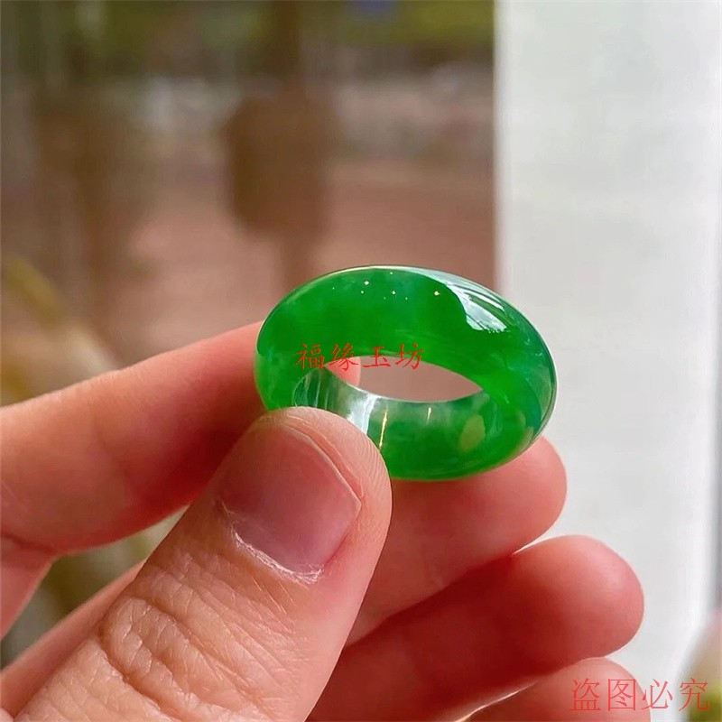 新品缅甸翠色老坑冰种满色帝王绿戒指指环男女玉石戒圈,淘宝优惠券,粉丝福利购,淘宝优惠卷