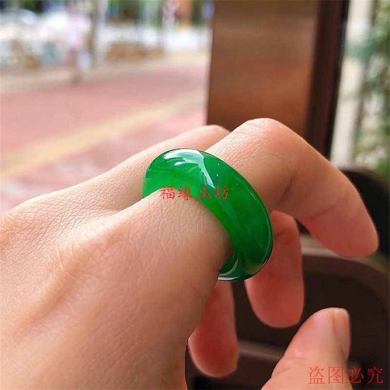 新品缅甸翠色老坑冰种满色帝王绿戒指指环男女玉石戒圈,淘宝优惠券,粉丝福利购,淘宝优惠卷