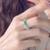 Boutique Burmese jade ring, ice seed floating flower ring, men's and women's white background Qingyang green jade ring jade ring bracelet