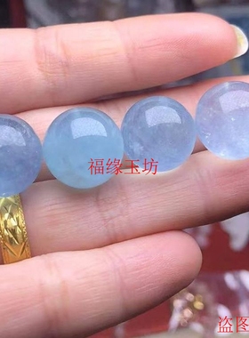 天然海蓝宝单珠子吊坠项链金镶嵌