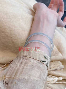 翡翠色油青叮当镯玉髓古风