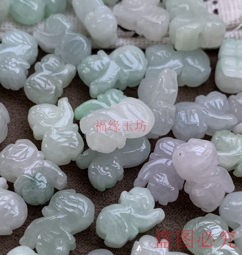 天然翡翠A货玉石十二生肖通孔小老虎立体本命年红绳手链腰链配件,淘宝优惠券,粉丝福利购,淘宝优惠卷