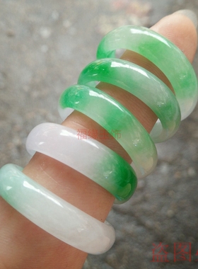 翡翠冰种戒指阳绿色男飘绿尾戒