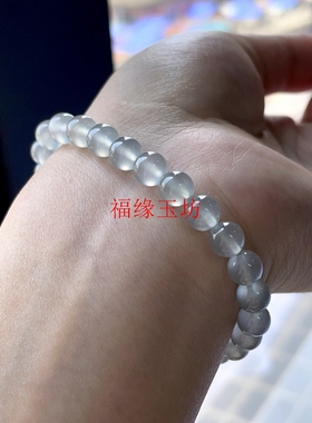翡翠高冰玻璃种玉石圆珠子玉手链