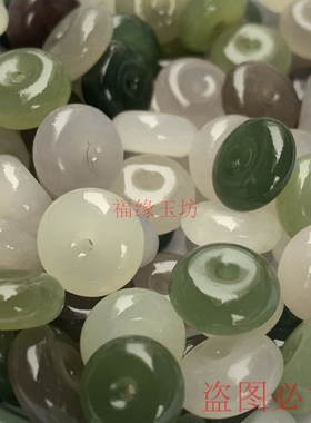 新疆和田玉吊坠挂件 山料老坑料青白玉细润油平安扣美搭时尚配饰