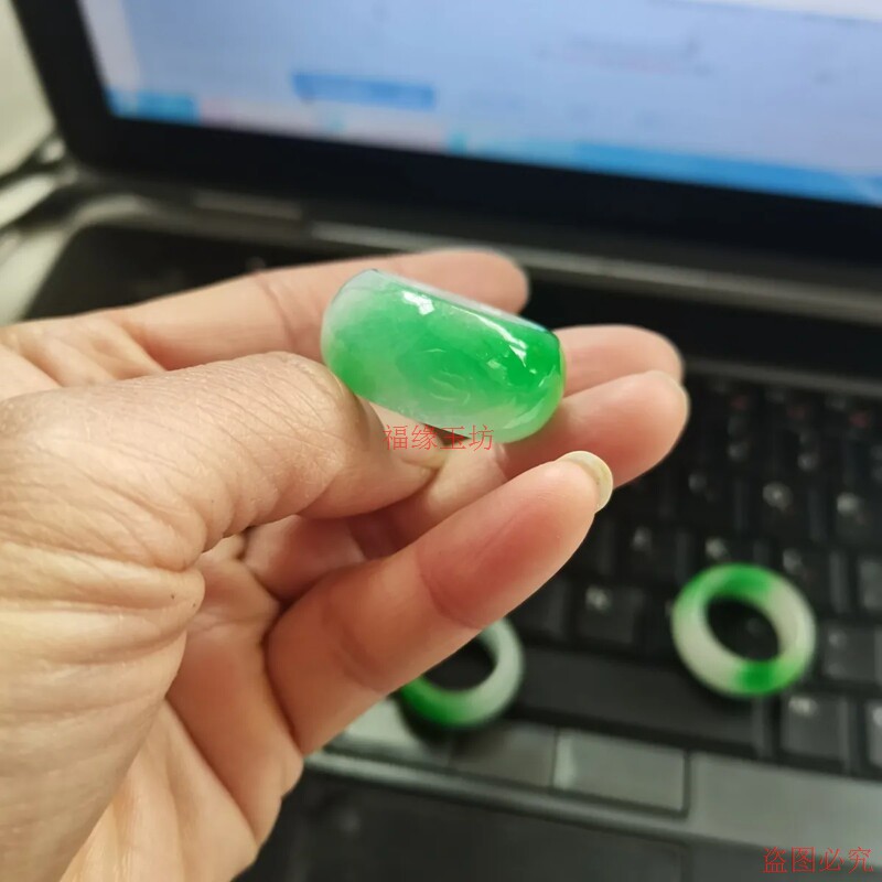 Fine ice type jadeite ring with floating flowers, Burmese jade ring, same style jade bracelet for men and women